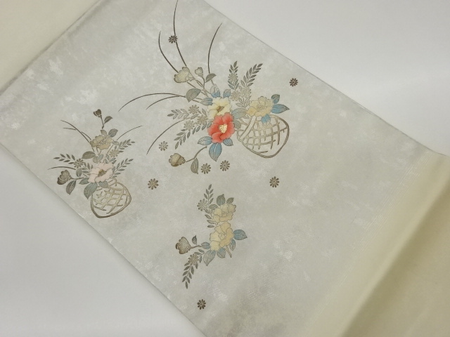 金彩螺鈿花籠模様刺繍名古屋帯